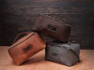 Wholesale Genuine Leather Toiletry Bag Mens Dopp <b>Kit</b> Travel Wash Bag <b>Shaving</b> <b>Kit</b> Organizer Bulk Price Factory TYG-0258 - Product Image 4