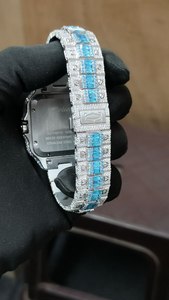 Montre Hip Hop entièrement sertie de CZ avec lunette et bracelet en alliage |   Montre analogique à quartz unisexe |   Montre de luxe de rue en gros - Product Image 3