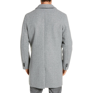 Manteau long en laine gris pour homme, col en V, double boutonnage, coupe droite, chaud et décontracté, idéal pour l'hiver - Product Image 4