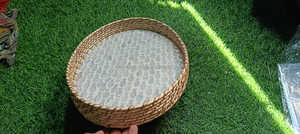 Juego de bandejas de bastón de ratán de lujo con patrón de nácar con incrustaciones a mano, Bandejas para servir para decoración del hogar y cestas de regalo para festivales - Product Image 4