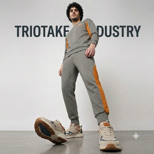 Conjunto de Sudadera y Pantalones Deportivos Casuales con Estampado de Parches, Lavado Ácido, 100% Algodón Felpa, Fabricado por TRIOTAKE INDUSTRY - Product Image 4