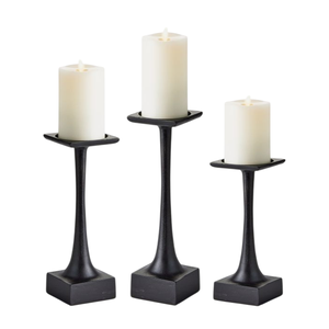 Portavelas al por Mayor de Aluminio Fundido Negro Mate para Decoración del Hogar, Portavelas de Pilar con Acabado Negro Mate, Hecho a Mano y Personalizado - Product Image 1