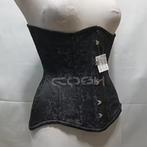 Corsé Victoriano Negro de Brocado con Cierre de Varillas de Acero para Ajustar la Cintura - Product Image 6