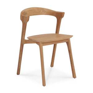 Chaise de salle à manger moderne en teck massif imperméable pour l'extérieur avec dossier incurvé pour jardin, patio et parc - Product Image 1