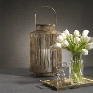 Brass Lantern With Floral Perforated Design For Home Decoration Durable Metal Candle Holder - Product Image 3