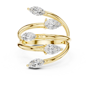 Yellow Gold Marquise Cut Lab Grown Diamond Open Wrap <b>Ring</b> <b>Adjustable</b> Statement Fine Jewelry for Women Gift - Product Image 4