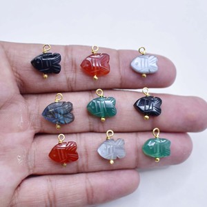 Handmade Labradorite Fish <b>Charm</b> | Gold Edged Stone Pendant | Jewelry Making Component - Product Image 4
