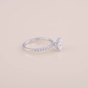 IGI Certified Princess Cut Diamond Engagement & Wedding Ring with Pavé Band in <b>Solid</b> 925 Sterling <b>Silver</b> - Product Image 5