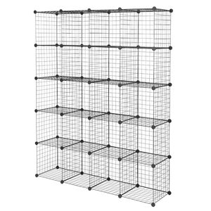 Unità di Stoccaggio Modulare a 20 Cubi, Scaffali in Metallo Multifunzionali Tipo Origami, Organizzatore con Contenitori a Griglia Metallica - Product Image 5