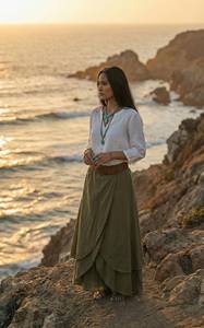 กระโปรงยาวสไตล์โบฮีเมียนสำหรับผู้หญิง ผ้าฝ้าย ราคาโรงงาน สวมใส่สบาย เหมาะสำหรับฤดูร้อน ชายหาด งานเทศกาล ของขวัญสำหรับเธอ - Product Image 2