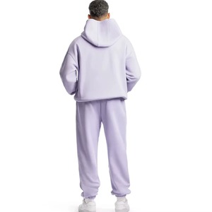 Sudadera con capucha y cremallera de algodón 100% de alto gramaje, color morado claro, personalizada, para hombre, con diseño lavado, ideal para invierno. - Product Image 2