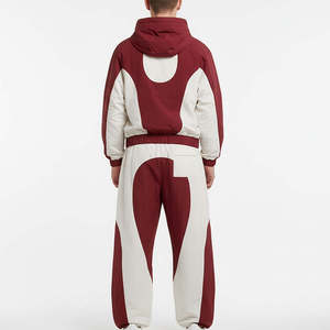 Ensemble de survêtement pour homme, coupe ajustée, col à revers, poches zippées, tissu gaufré, respirant, pour sport, entraînement, gym, décontracté, deux pièces - Product Image 6