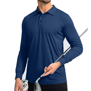 Polo de Punto de Manga Larga para Hombre, Color Sólido, Corte Casual, Azul Marino - Product Image 4