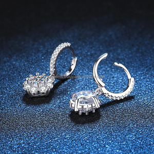 Hot Selling 925 Silver Drop <b>Earrings</b> New Trendy VVS Wedding <b>Fine</b> Geometric Flowers Pattern Rhodium Plated Gold Christian - Product Image 4