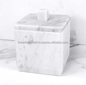 Boîte à bijoux carrée en marbre blanc faite à la main de meilleure qualité Beau design pour femmes par Artisan Craft - Product Image 1