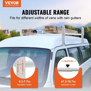 Scaletta regolabile per furgone a 2 barre in acciaio legato con capacità di 500 libbre compatibile con furgoni a grandezza naturale Chevrolet Express GMC Savana Rain - Product Image 2