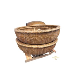 Handwoven Bamboo Coracle Traditional Round <b>Basket</b> Boat Eco Friendly Decorative Craft for Home Garden <b>Display</b> - Product Image 2