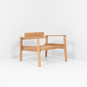 Fauteuil de club contemporain en teck pour patio, canapé de loisirs pour villa avec sièges rembourrés blanc cassé et cadre en bois - Product Image 6