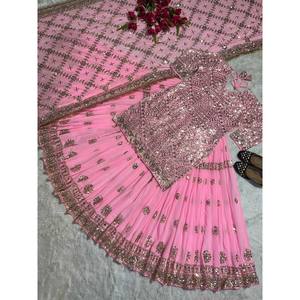 Women's Beautiful Party Wear <b>Top</b> <b>Lehenga</b> with Fancy Border Work for Special Occasions - Product Image 5