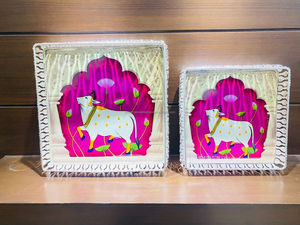 Ensemble de plateaux pichwai carrés en argent allemand pour les cadeaux plateaux décoratifs pour les festivals ensemble de plateaux pooja - Product Image 2