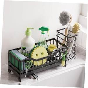 Stylish Iron Kitchen Sink Organizer Stand With <b>Hooks</b> For Hanging Brushes <b>Towels</b> And Other Cleaning Essentials - Product Image 5