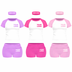 Conjunto de Yoga Personalizado para Mujer con Estampado de Leopardo, Top Corto y Pantalones Cortos para Gimnasio, Ropa Deportiva de Dos Piezas con Diadema - Product Image 5