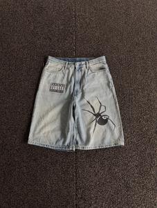 Pantalones Cortos Vaqueros Distressed Vintage Personalizados con Lavado, Transpirables, Estilo Patchwork, Streetwear, Largura hasta la Rodilla, Estampado DTG, Holgados - Product Image 6