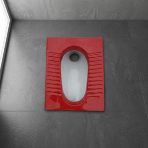 Red White Porcelain Squatting <b>Pan</b> Stylish Double Color <b>Ceramic</b> Sanitary Ware For Bathroom WC Export Quality - Product Image 3