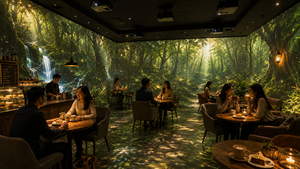 Sistema de Visualización Inmersivo para Restaurantes con Animaciones de Océanos, Bosques y Alimentos - Product Image 3