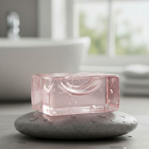 Savon rose transparent biologique à étiquette privée personnalisée, barre de glycérine cristalline, savon artisanal naturel hydratant pour le visage et le corps - Product Image 2