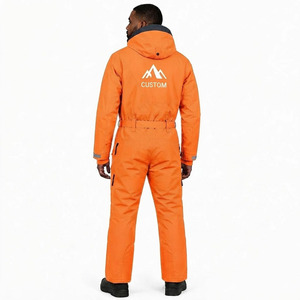 Combinaison de ski imperméable et coupe-vent à capuche avec fermeture éclair, logo personnalisé imprimé, pour homme et femme, hiver, extérieur, snowboard, polyester - Product Image 4
