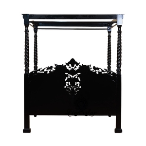Cama con Dosel Gótica Negra de Lujo, Estructura de Madera Sólida, Estilo Real Europeo Clásico para Recámara Principal 2204448 - Product Image 2