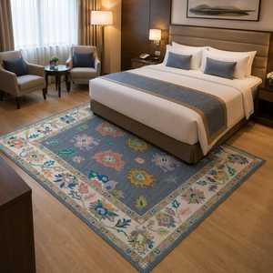 Tapis en laine noué à la main, design floral Oushak - Product Image 1