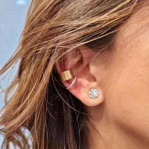 Pendiente de Oreja Plano y Ancho, Minimalista, Mini Aro para Cartílago, Joyería Fina para Uso Diario, Oro Sólido de 14K, Venta al Por Mayor - Product Image 6