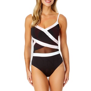 Maillot de bain une pièce personnalisable pour femme avec fermetures éclair, couleur unie, design sexy dos nu, respirant et écologique, ensemble 1 pièce - Product Image 1
