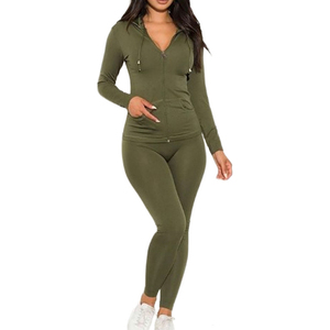 Combinaison longue à capuche bleue pour femme, taille haute, coupe ajustée, en spandex et polyester, fermeture éclair sur le devant, couleur unie, longueur intégrale - Product Image 6
