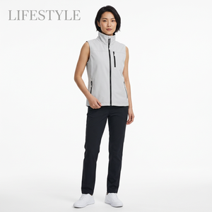 Men's Windproof Padded Vest Stand Collar Zipper <b>Waistcoat</b> Light Gray Sporty Autumn Outerwear - Product Image 5
