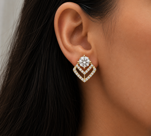 Boucles d'oreilles clous en diamant de laboratoire de créateur, certifiées IGI, en or massif, fabricant de bijoux OEM ODM - Product Image 2