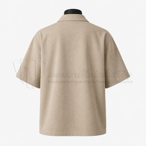 Custom <b>Men</b>’s 100% Cotton Short Sleeve Full Zip Shirt Casual Zipper Shirt OEM Private Label Manufacturer - Product Image 2