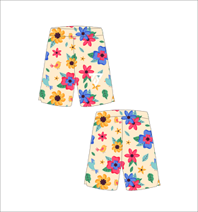 Shorts de basketball personnalisés pour hommes en mesh sublimé, séchage rapide, entraînement, gym, fitness, sports, jaune crème, bleu, rouge, motif floral, oiseau - Product Image 1