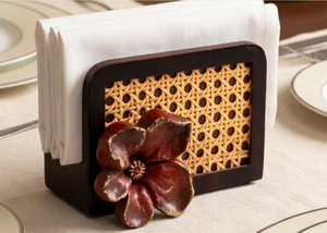 Porte-serviettes moderne en jute marron avec accent floral pour une décoration de table chic, idéal pour la salle à manger et la cuisine. - Product Image 4