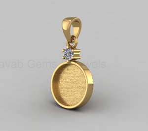 Colgante de Bisel Redondo de Plata 925 de Alta Calidad, Chapado en Oro de 18K, de 12mm, con Zirconias, para Joyería DIY y Recuerdos - Product Image 1