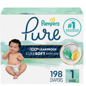 Couches pour bébé Pampers Pure Protection, taille 1 (8-14 lbs), 198 unités, jusqu'à 100 % anti-fuites, protection de la peau à base de plantes de qualité supérieure - Product Image 6
