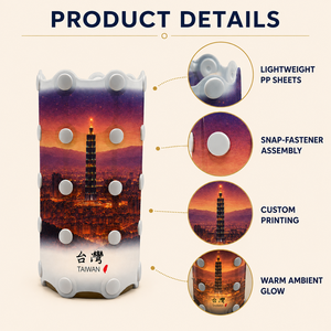 Lámpara de Mesa DIY con Diseño de Atardecer de TAIPEI 101, Pantalla Impresa con Paisaje y Base de Madera con Luz LED, Ideal como Recuerdo de Viaje - Product Image 6