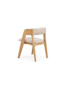 Fauteuil moderne en bois massif avec assise et dossier rembourrés, design scandinave pour salle à manger, café et restaurant - Product Image 3