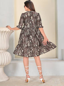 Vestido de Verano de Moda, Vestido Personalizado de Alta Calidad para Mujer, Largo Midi, Decoración, Fabricante de Ropa, Cuello en V, Ecológico - Product Image 4