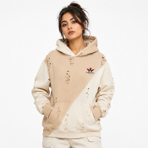 Sudadera con Capucha para Mujer, Estilo Desgastado, Tela de Felpa Suave, Efecto Lavado, Ajuste Cómodo, Bolsillo Canguro, Capucha Ajustable, Moda Casual - Product Image 1