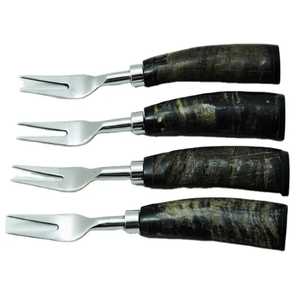 Ensemble de fourchettes en acier inoxydable éco-responsables avec manche en corne pour mariage, événement, restaurant, cadeau, accessoires de cuisine vintage - Product Image 4