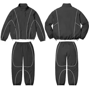 Survêtement vintage à fermeture éclair pour homme avec logo personnalisé, deux pièces, sublimation, coupe-vent, short en nylon - Product Image 3