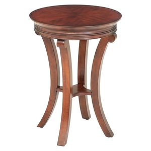 Table d'appoint circulaire en bois de cerisier antique avec socle sculpté architectural et style cabriole élégant - Product Image 3